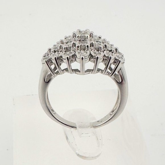 Beautiful 1/2 Carat Natural Diamond Cluster Ring in Sterling Silver - Picture 10 of 16